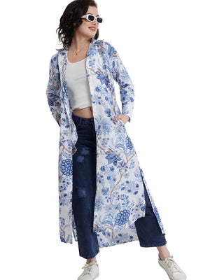 Women's Blue Printed Shrug