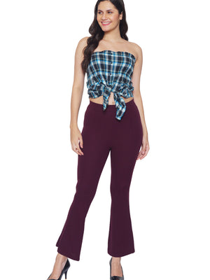 Women's Wine Bootcut Trouser