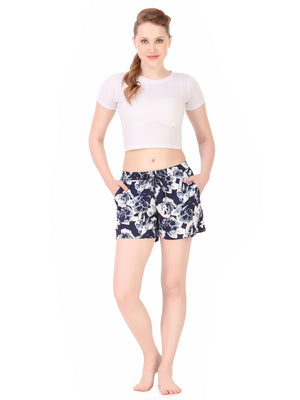 Blue Floral Printed Shorts