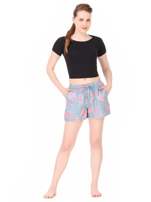 Pink Floral Printed Shorts