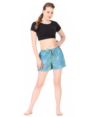 Light Blue Floral Printed Shorts