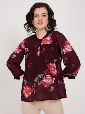 Printed Maroon Top