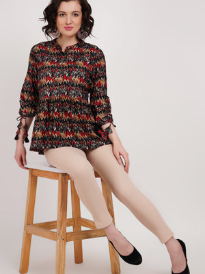 Navy Abstract Printed Top