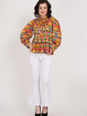 Yellow Abstract Print Top