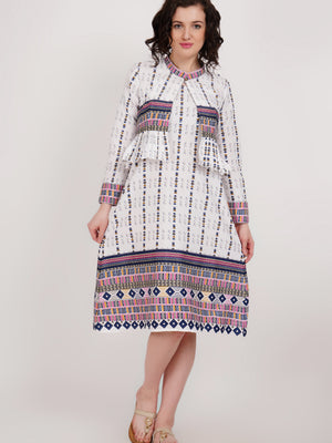 White Printed 2 Piece Dress