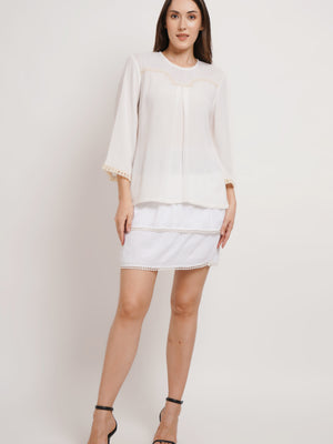 Women's Off White Cotton Top