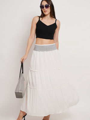 Women's White Cotton Long Skirt