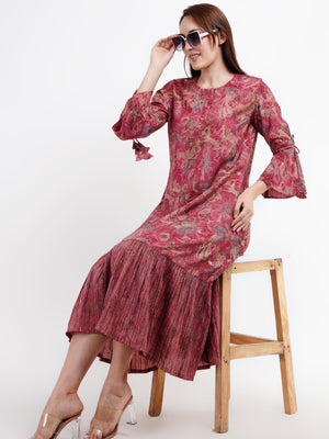 Women's Pink Abstract Long Dress