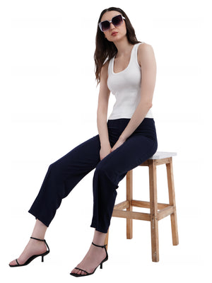 Navy Blue Straight Fit Trouser