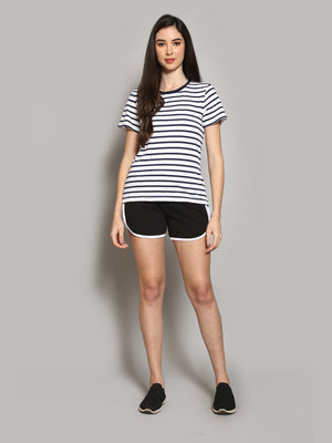 Women's Solid Black Hotpants