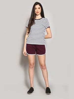 Women's Solid Maroon Hotpants