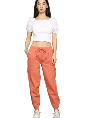 Rust Solid Cargo Joggers